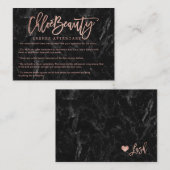 エレガントな鞭のロゴののどのばら色の金ゴールドの黒の大理石 名刺 (正面/裏面)