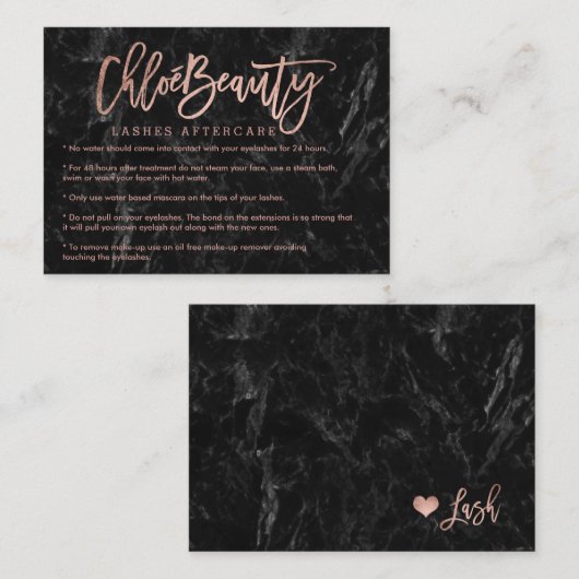 エレガントな鞭のロゴののどのばら色の金ゴールドの黒の大理石 名刺 (正面/裏面)