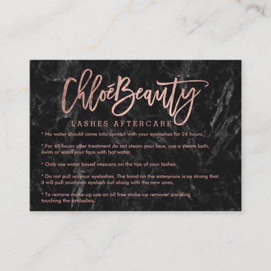 エレガントな鞭のロゴののどのばら色の金ゴールドの黒の大理石 名刺 (正面)