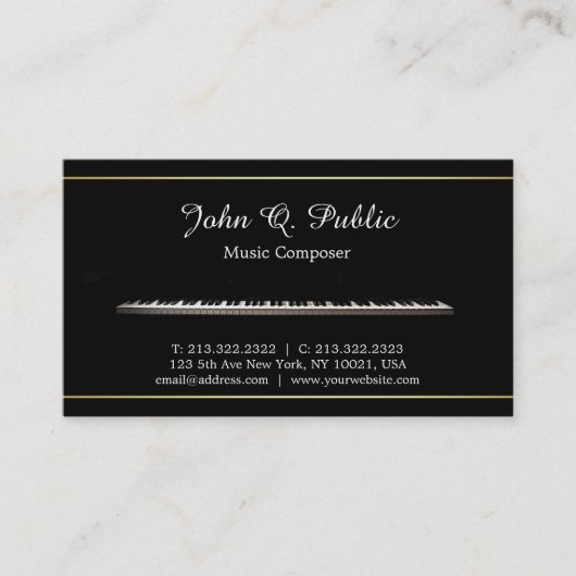 エレガントな音楽作曲家のピアノの教師のプロフェッショナル 名刺 (正面)
