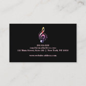 エレガントな音楽教師 ピアノ鍵盤 ミュージカル 名刺 (裏面)