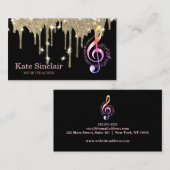 エレガントな音楽教師 ピアノ鍵盤 ミュージカル 名刺 (正面/裏面)