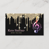 エレガントな音楽教師 ピアノ鍵盤 ミュージカル 名刺 (正面)