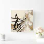 エレガントな音符 スクエア壁時計 (ホーム)