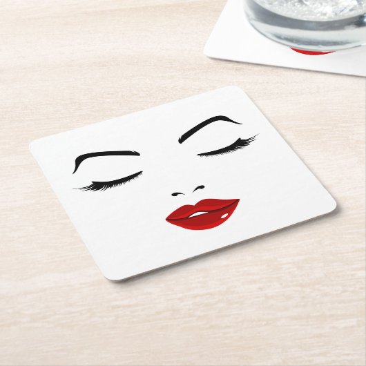エレガントな顔 スクエアペーパーコースター (アングル)