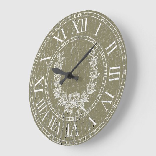 エレガントな風化させたフランス人のリースは個人化なります ラージ壁時計 (傾斜)