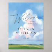 エレガントな風景画の雲 結婚式ウェルカムボード ポスター (正面)