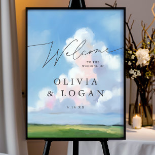 エレガントな風景画の雲 結婚式ウェルカムボード ポスター