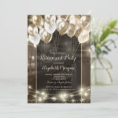 エレガントな風船のストリングライト ブラウン 退職祝い 招待状 (スタンド正面)