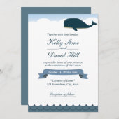 エレガントな飛行するクジラの結婚式招待状 招待状 (正面/裏面)