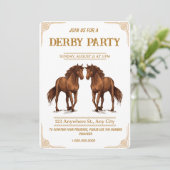 エレガントな馬が描かれたヴィンテージケンタッキー・ダービーパーティーの招待状 招待状 (スタンド正面)