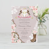 エレガントな馬の紋章ピンクグレーシャルロ キンセアニエラ 招待状 (スタンド正面)