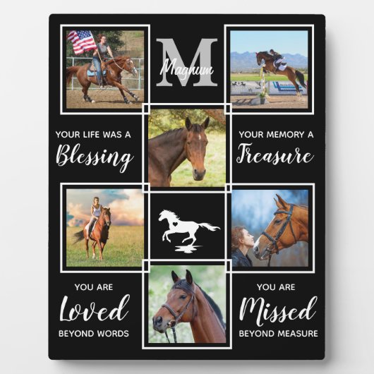 エレガントな馬の追悼 パーソナライズド フォト コラージュ フォトプラーク (正面)