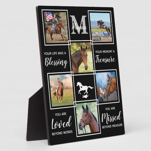 エレガントな馬の追悼 パーソナライズド フォト コラージュ フォトプラーク (側面)