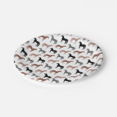 エレガントな馬ブラウン、黒いおよび灰色パターン ペーパープレート (アングル)