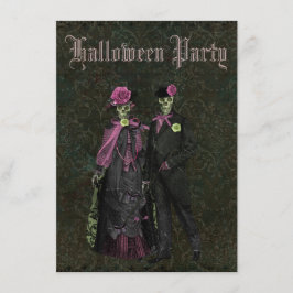 エレガントな骨組ぼろぼろのシックなダマスク織ハロウィン 招待状