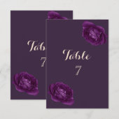 エレガントな高級感 紫のバラのテーブルカード 招待状 (正面/裏面)