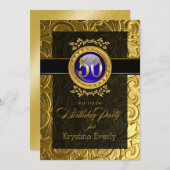 エレガントな魅力のエンボスの第50誕生日 招待状 (正面/裏面)