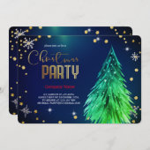 エレガントな魔法のクリスマスツリーのフェスティブ 招待状 (正面/裏面)
