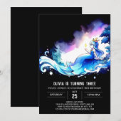 エレガントな魔法のプリンセスの誕生日 招待状 (正面/裏面)