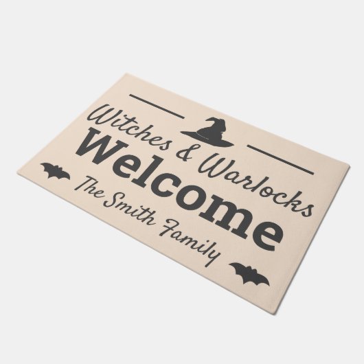 エレガントな魔法使い及びWarlocksはハロウィンを歓迎します ドアマット (アングル)