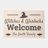 エレガントな魔法使い及びWarlocksはハロウィンを歓迎します ドアマット (正面)