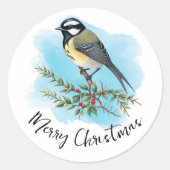 エレガントな鳥のクリスマス ラウンドシール (正面)