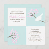 エレガントな鳥のベビーシャワー 招待状 (正面/裏面)