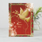 エレガントな鳩の平和渦巻のクリスマス・パーティ 招待状 (スタンド正面)