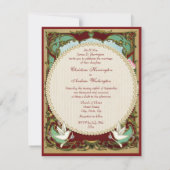 エレガントな鳩及びヴィンテージの花の結婚 招待状 (裏面)