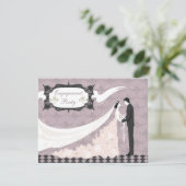 エレガントな鳩、花嫁及び新郎のベクトル婚約 招待状 (スタンド正面)