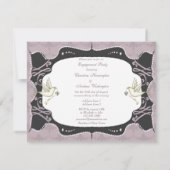 エレガントな鳩、花嫁及び新郎のベクトル婚約 招待状 (裏面)