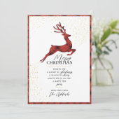 エレガントな鹿のシルエット | 赤と金のチェック柄 シーズンカード (スタンド正面)