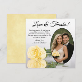 エレガントな黄色いバラ 楕円形の写真 ロマンティックな結婚式 サンキューカード