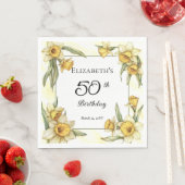 エレガントな黄色い水仙の花の50歳の誕生日 スタンダードランチョンナプキン (インサイチュ)