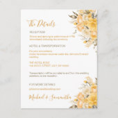 エレガントな黄色とアイボリーのローズウェディング エンクロージャーカード (正面)