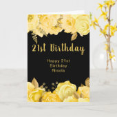 エレガントな黄色とゴールドの花 誕生日パーティー カード (黄色い花)