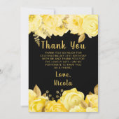 エレガントな黄色とゴールドの花 誕生日パーティー サンキューカード (正面)