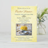 エレガントな黄色とバラのイースター招待状 招待状 (スタンド正面)