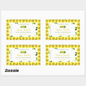 エレガントな黄色と白のラベル デザイン 開花するバラ 長方形シール (シート)