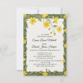 エレガントな黄色と緑の野生の花の花束 招待状 (正面)