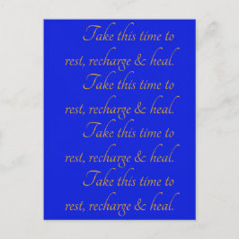 エレガントな黄色と青のタイポグラフィー 時間を取り 休んで 癒やして ポストカード