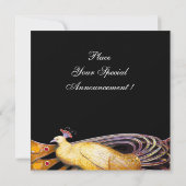 エレガントな黄色と黒の孔雀 招待状 (裏面)