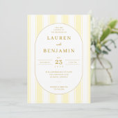 エレガントな黄色のストライプ 招待状 (スタンド正面)