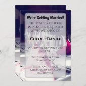 エレガントな黄色のナプキン フォーマルな宴会のディナー ウェディング 招待状 (正面/裏面)