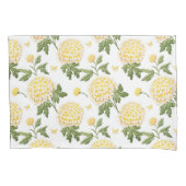 エレガントな黄色のハイドランジアの花と蝶のパターン 枕カバー (正面)