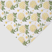 エレガントな黄色のハイドランジアの花と蝶のパターン 薄葉紙 (詳細)