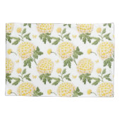 エレガントな黄色のハイドレンジアの花の蝶のパターン 枕カバー (裏面)