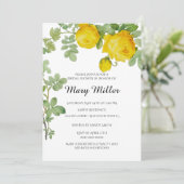 エレガントな黄色のバラのブライダルシャワー 招待状 (スタンド正面)