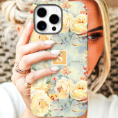エレガントな黄色のバラのモノグラムフラワー Case-Mate iPhoneケース